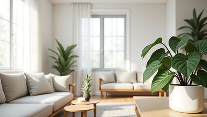Philodendron Styling in a Bright Minimalist Interior
