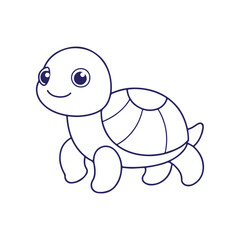 Cute Cartoon Turtle Line Art Vector