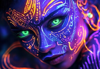 Neon Face Art By Generated AI