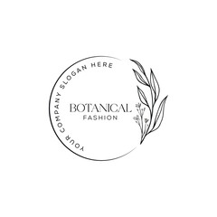 Minimal Feminine Logo with Botanical Floral Elements – Elegant Branding Vector