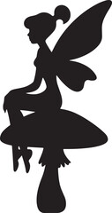 Fairy on a Mushroom silhouette vector design
