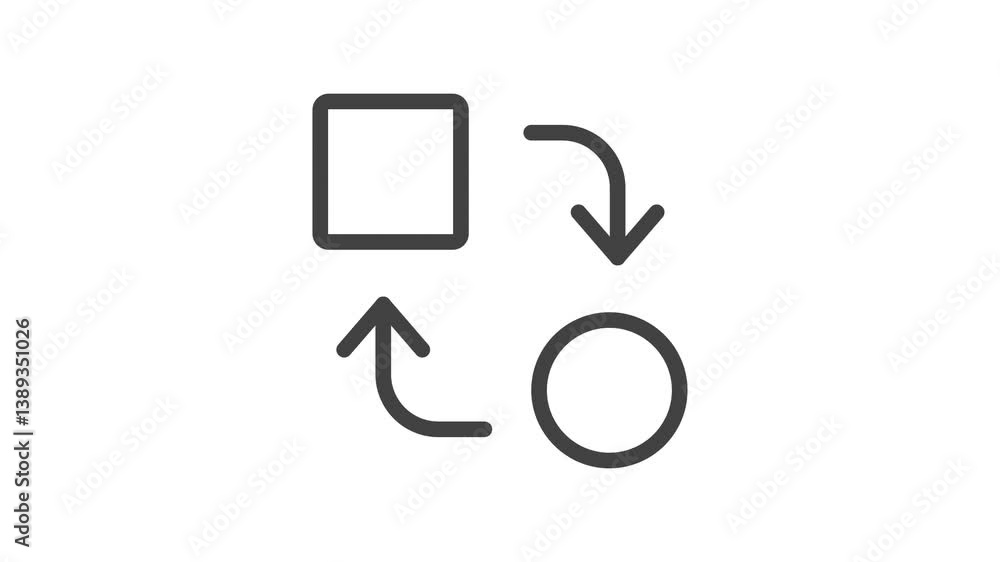 Aufkleber animated outline icon. business soft skills collection. adaptability square and circle with arrow sy