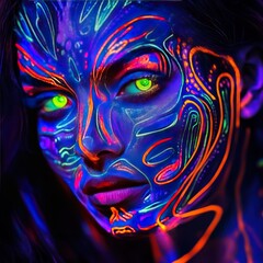 Neon Face Art By Generated AI