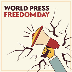World Press Freedom Day: A symbolic illustration of a megaphone breaking through the constraints, representing the fight for press freedom on World Press Freedom Day.