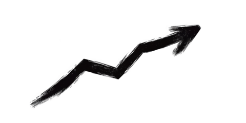 Black Arrow Growth Illustration Isolated on Transparent Background