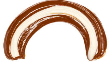 Abstract Paint Stroke Of Brown And White Arcs On Transparent Background