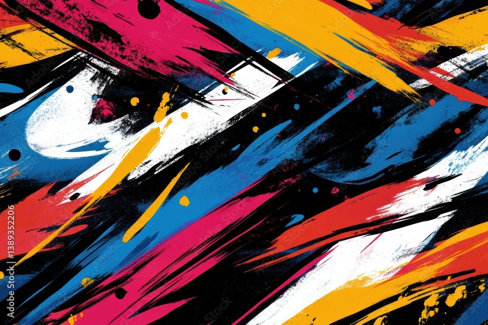 Poster vibrant artistic background with bold paintbrush strokes expressing creativity and emotion in contra