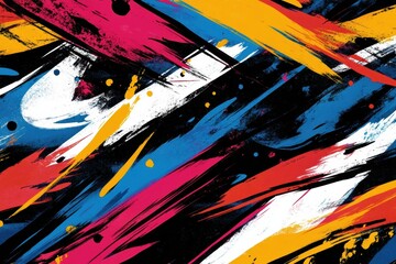 Vibrant artistic background with bold paintbrush strokes expressing creativity and emotion in contrasting colors