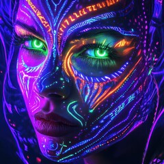 Neon Face Art By Generated AI