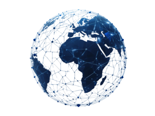 A futuristic, geometric globe with interconnected nodes, perfect for digital concepts.