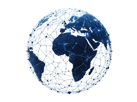 A futuristic, geometric globe with interconnected nodes, perfect for digital concepts.