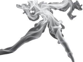 A high-resolution, soft and fluid smoke trail in grayscale, isolated on a transparent background for mystery or abstract compositions.