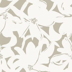 Neutral Colour Abstract Floral Seamless Pattern Design