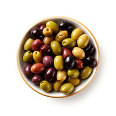 Fototapeta premium Olive Medley in Bowl – Flat Lay Food Photography