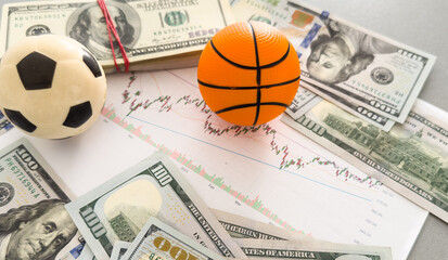 soccer ball over a lot of money