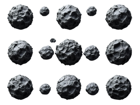 A set of detailed, high-resolution asteroids, perfect for space and science themes.