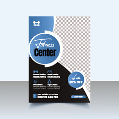 Gym Fitness workout and Sport training editable print flyer or poster, gym Fitness workout promotional leaflet, brochure cover, ads, banner template design