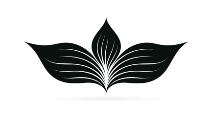 black flat vector logo featuring a stylized leaf