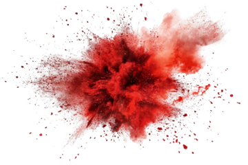 Explosive Abstract Illustration Of Red Powder Burst On Black Background