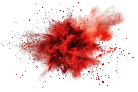 Explosive Abstract Illustration Of Red Powder Burst On Black Background