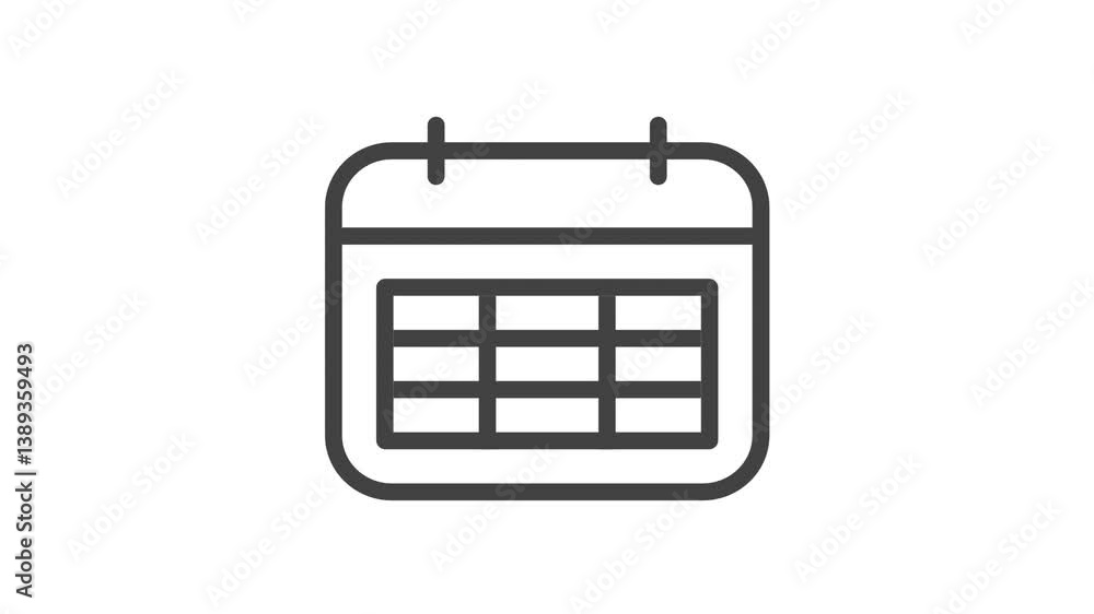 Aufkleber animated outline icon. business soft skills collection. scheduling schedule symbol. black color on w