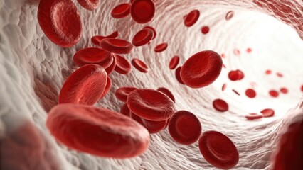 Exploring the Flow of Red Blood Cells in the Human Body Detailed Visuals of Circulation Inside Blood Vessels Biological Environment Scientific Concept