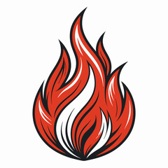 Design a bold, vector-based fire flame icon resembling a stylized log, suitable for a logo.  Include strong, contrasting strokes.