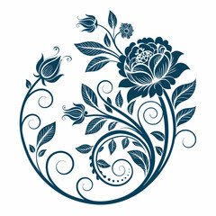 Design a bold, vector floral monogram logo with thick strokes.  Elegant, sophisticated, and easily scalable.