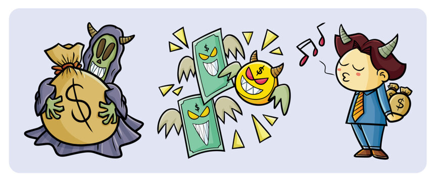 Funny and scary corruption illustration in cartoon style set - Powered by Adobe