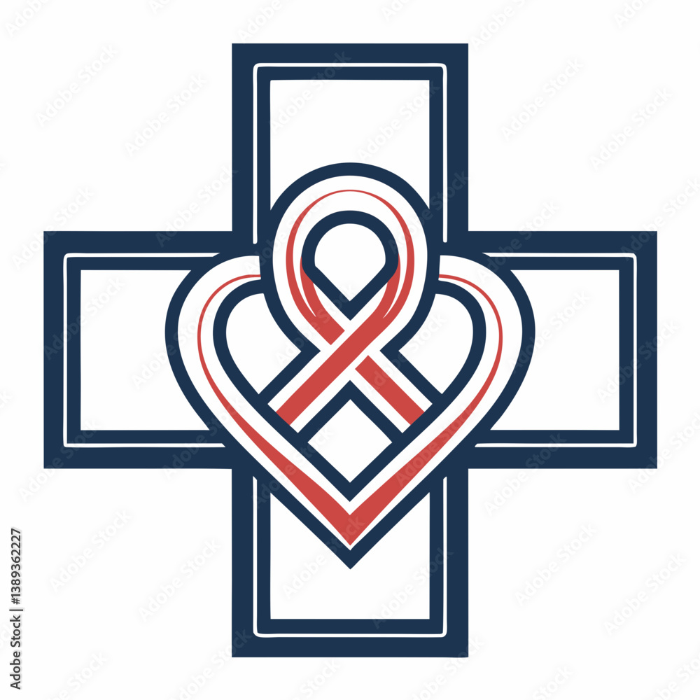 Poster design a bold, vector graphic of a medical cross overlaid with a stylized uppercase 'h', featuring t