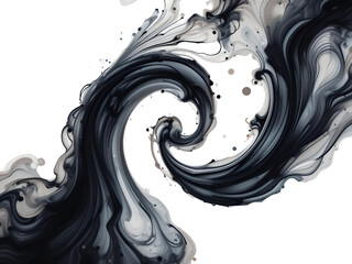 A delicate swirl of ink spreading beautifully in liquid, with soft gradients, isolated on a transparent background for abstract and artistic compositions.