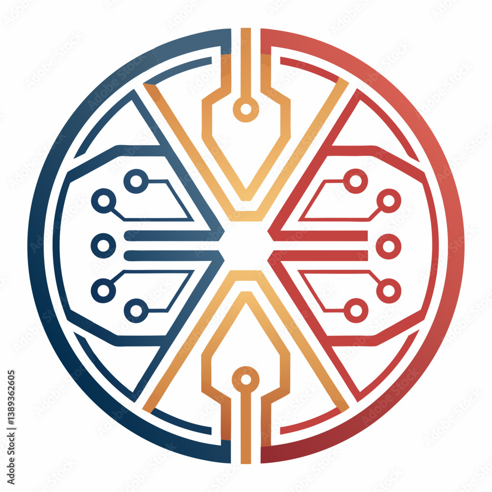 Poster design a bold, tech-style vector logo with strong strokes, featuring a futuristic and minimalist aes
