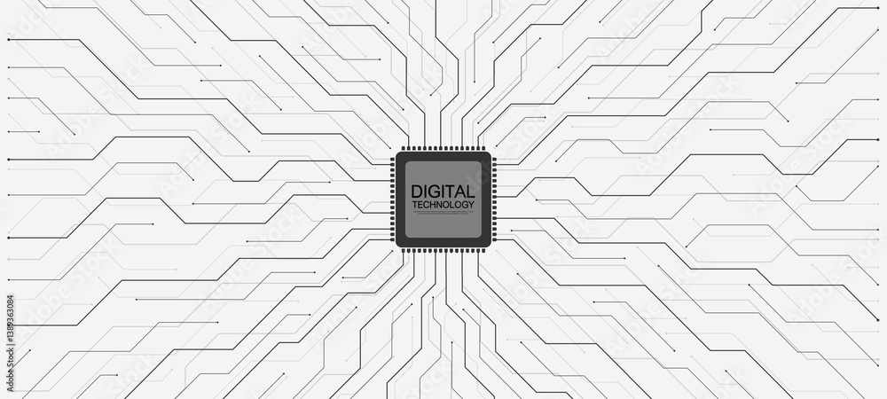 Poster Abstract background with technology circuit board texture. Modern electronic motherboard texture. Creative idea for internet technology. Tech concept for header, web banner, website, presentation.