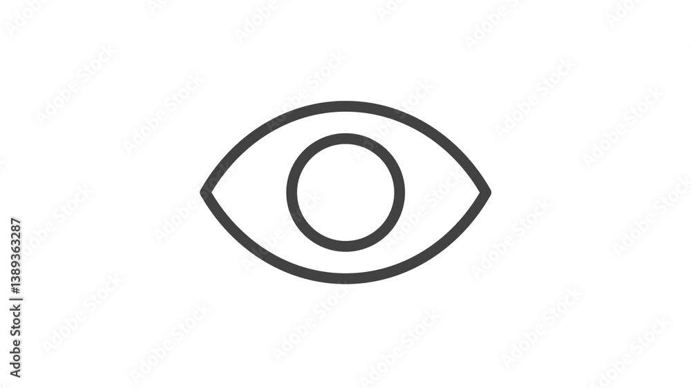 Aufkleber animated outline icon. business soft skills collection. acuity eye symbol. black color on white back