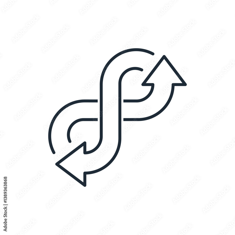 Poster directional transfer arrows. synchronization, interaction, share. vector linear icon isolated on whi