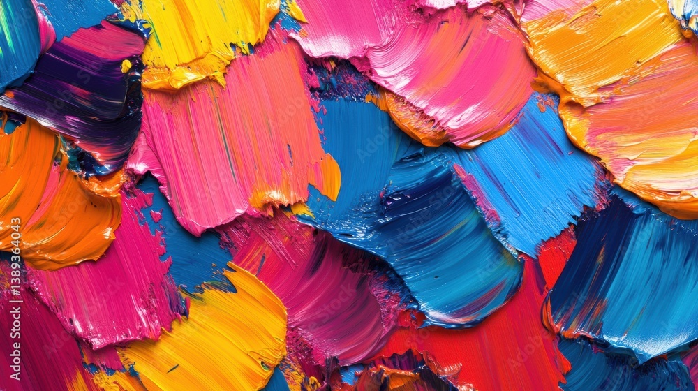 Poster Vibrant artistic background with bold paintbrush strokes showcasing expressive creativity and color contrast in a dynamic abstract composition
