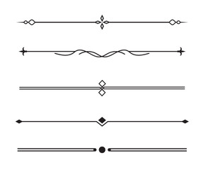 Set of Vintage decorative lines. text dividers. Line border. Lines separators, Borders, Vintage dividers, Underline elements. Vector illustration