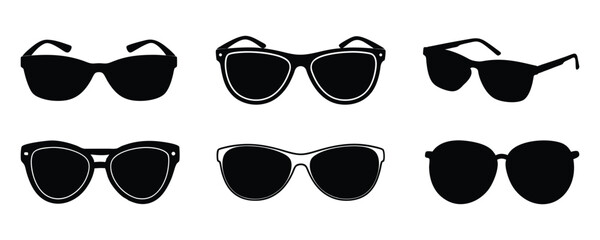 Sunglass silhouette vector on white background.