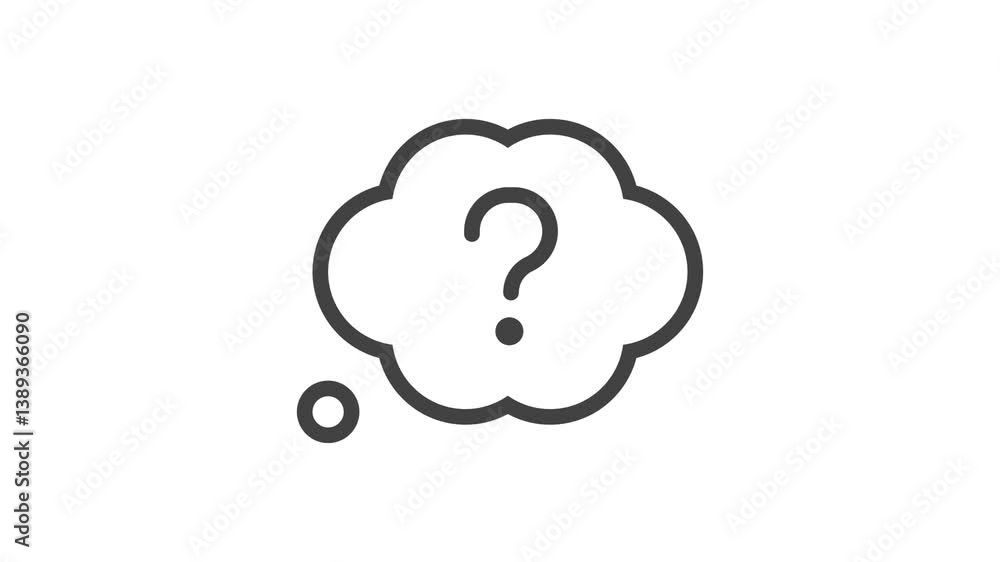 Aufkleber animated outline icon. business soft skills collection. questioning cloud thought question mark symb