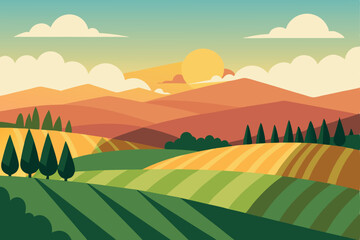 Obraz premium landscape with hills and trees