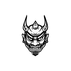 Ornate Demon Mask Logo Tribal Horned Spirit Face Illustration