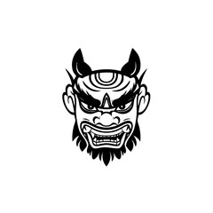 Ornate Demon Mask Logo Tribal Horned Spirit Face Illustration