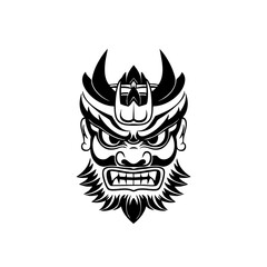 Ornate Demon Mask Logo Tribal Horned Spirit Face Illustration