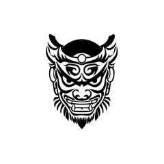 Ornate Demon Mask Logo Tribal Horned Spirit Face Illustration