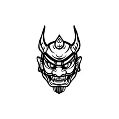 Ornate Demon Mask Logo Tribal Horned Spirit Face Illustration