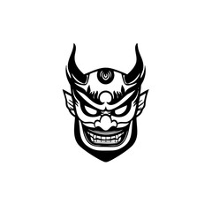 Ornate Demon Mask Logo Tribal Horned Spirit Face Illustration