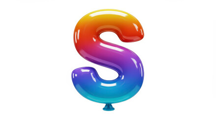 Naklejka premium Shiny colorful letter S balloon isolated against white background suitable for celebrations