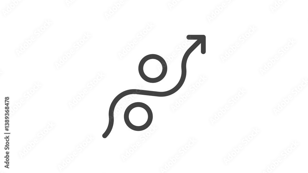 Poster animated outline icon. business soft skills collection. resourcefulness arrow around circles symbol.