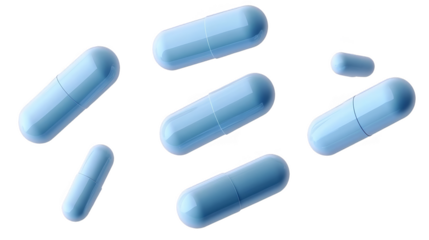 Isolated Blue Pills Illustration On Transparent Background For Healthcare