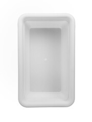 White plastic flower rectangular pot isolated on a white background